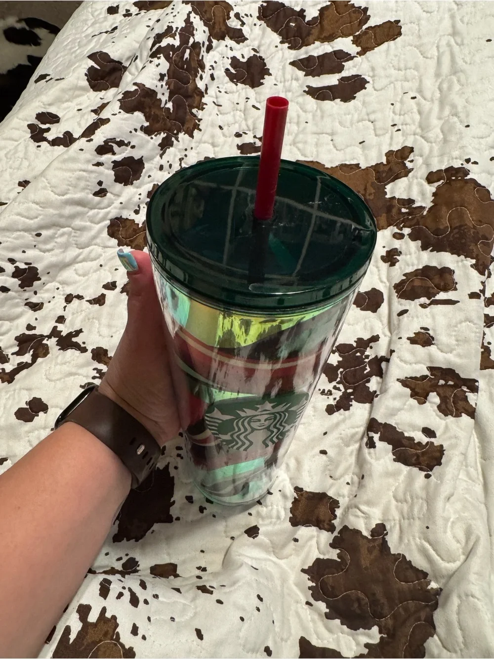Starbucks Iridescent Multicolor holiday Tumbler with Straw